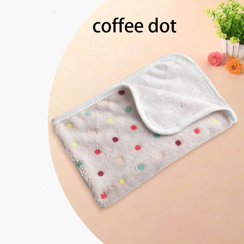 Velvet Pet Blanket With Paw Bone Pattern Soft Fleece Mat