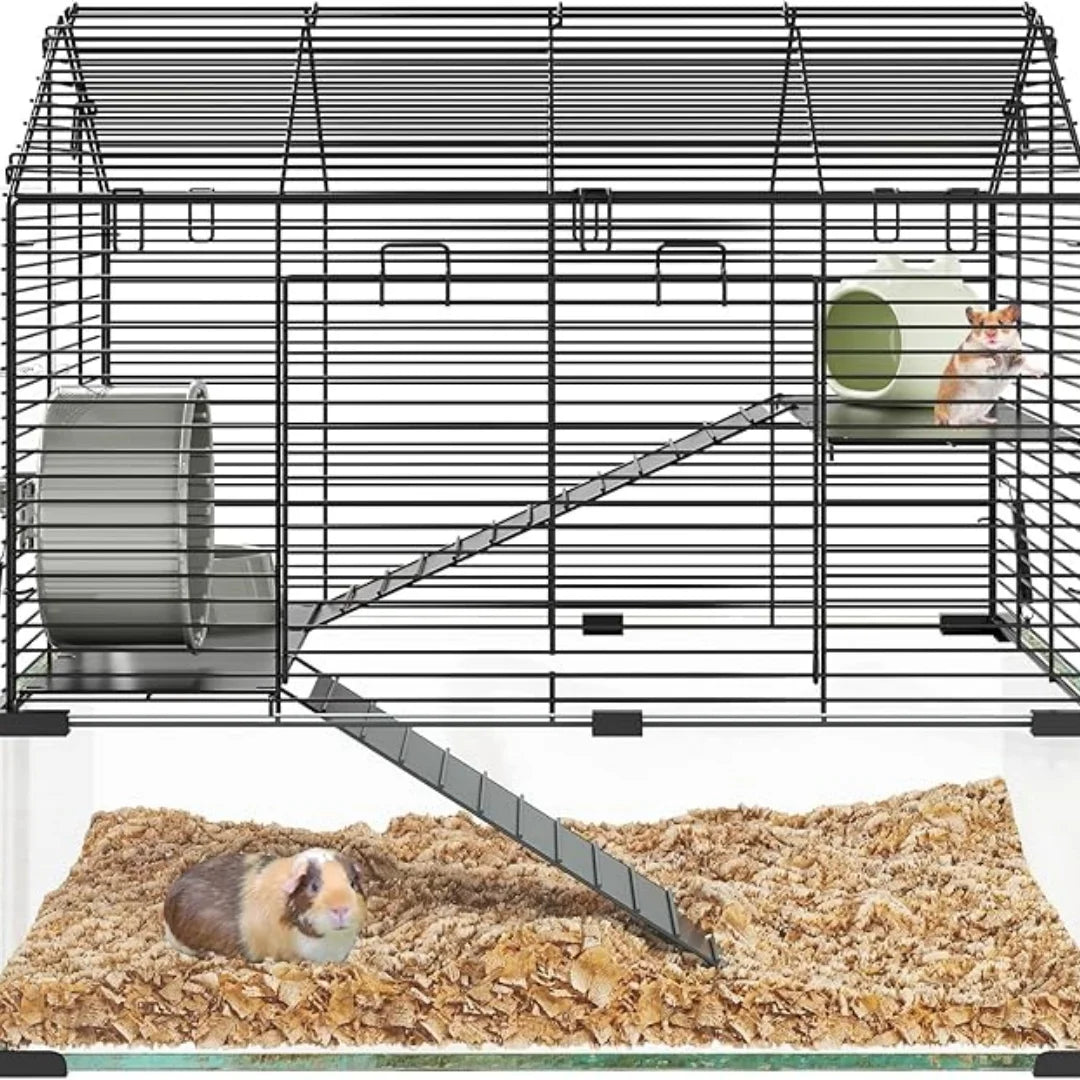 HiMISS 3-Tier Glass Metal Hamster Enclosure For Small Animals