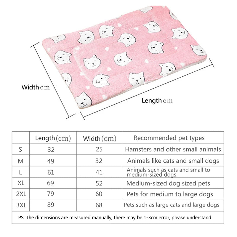 Breathable Flannel Cat Mat Thick Cushioned Sleeping Bed For Small Pets