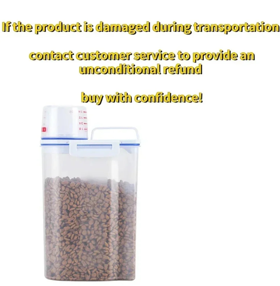 Dog And Cat Food Storage Container With Measuring Cup