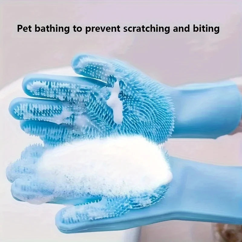 Eco Silicone Pet Grooming Gloves For Bathing And Cleaning