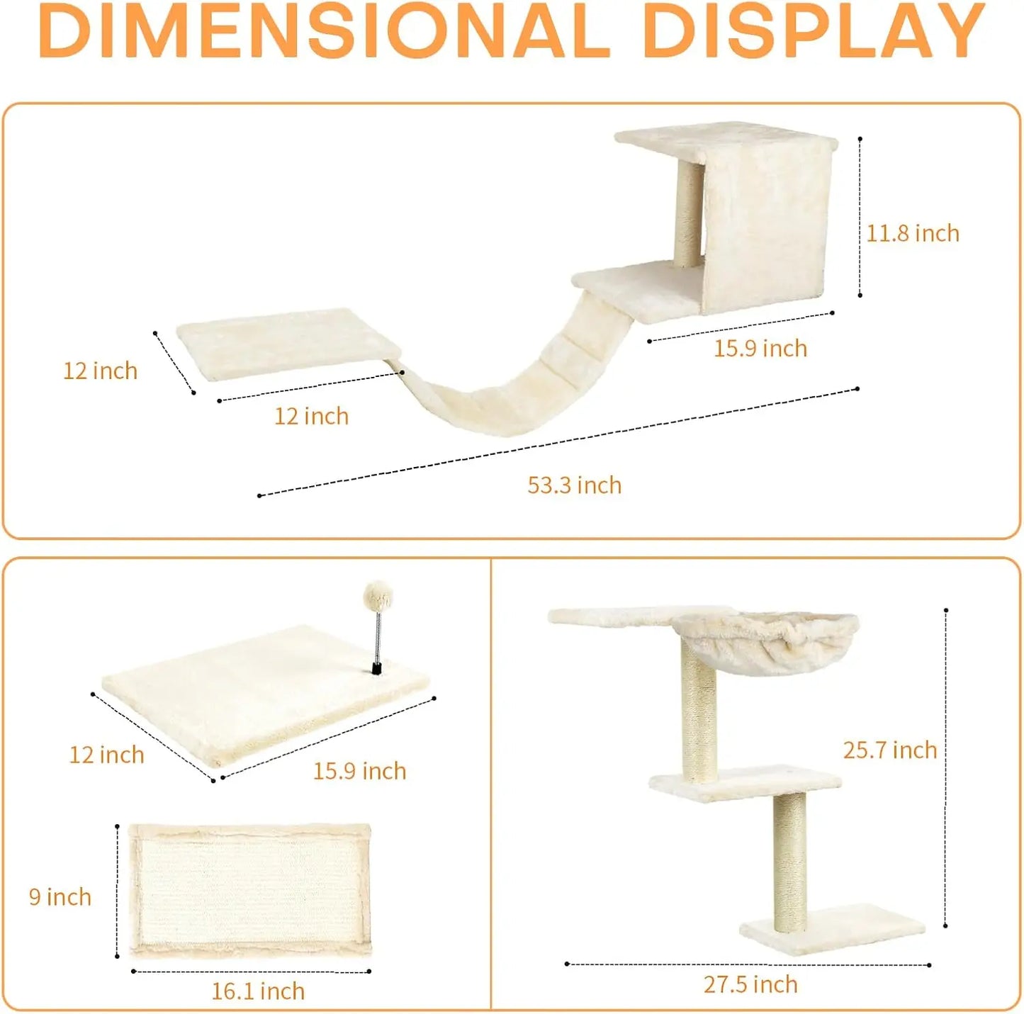 Cat Wall Shelves Multi Level Climbing Furniture With Perches Hammock