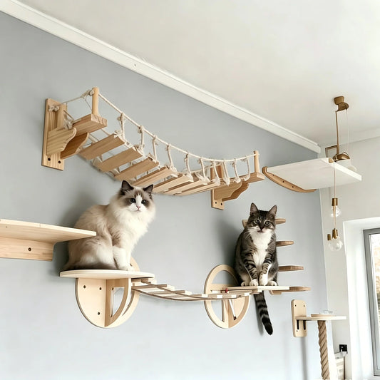 Wall Mounted Cat Rope Bridge With Sisal Climbing For Cats