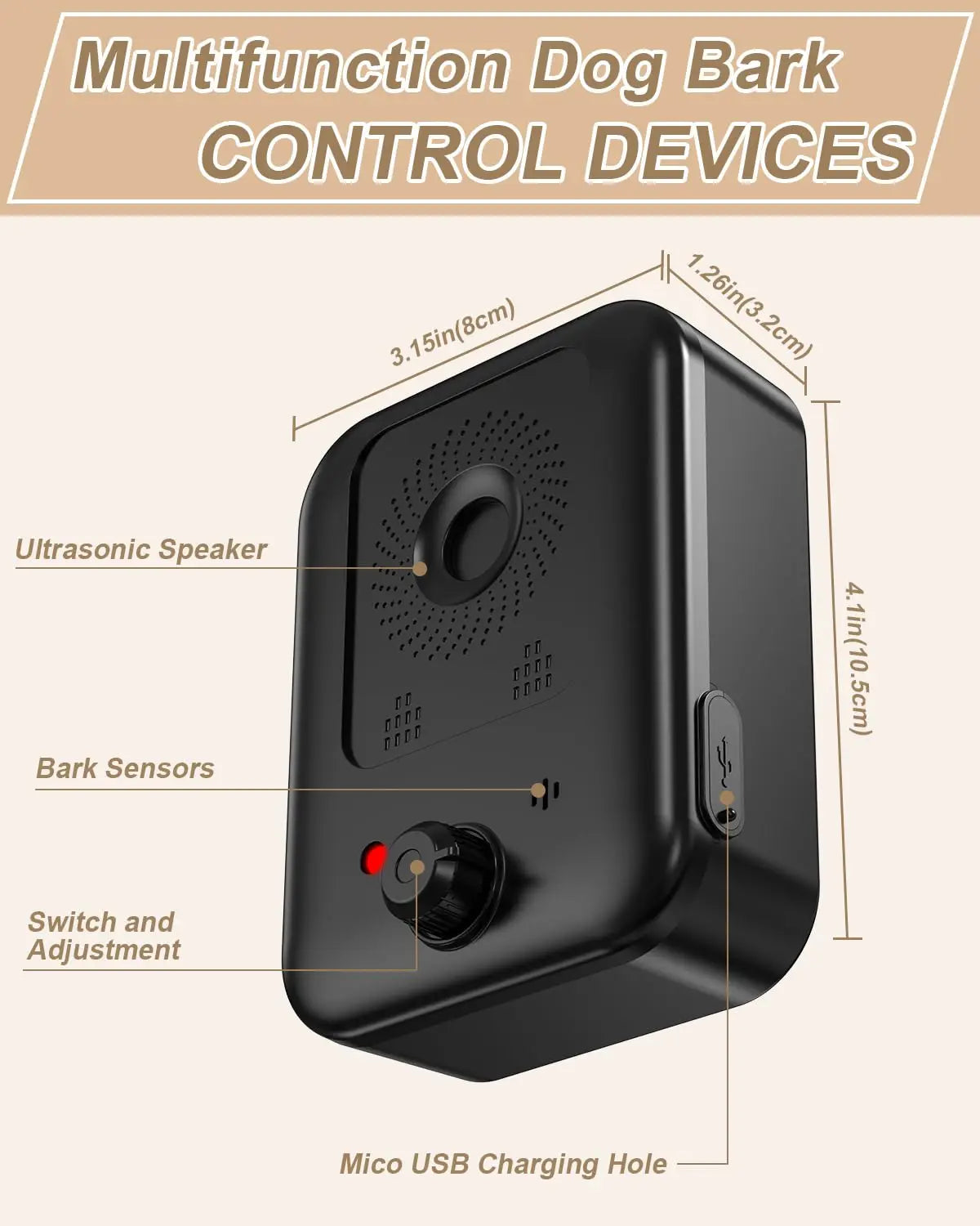 PetEdu Rechargeable Ultrasonic Dog Bark Deterrent Indoor Outdoor
