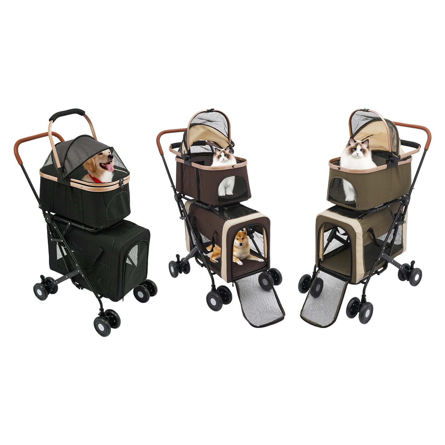 3 In 1 Heavy Duty Pet Stroller With Carriers 77Lbs