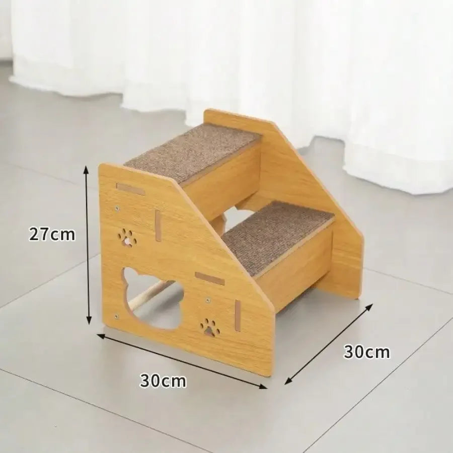 Wooden Right Angle Pet Stairs For Dogs And Cats With Non Slip Mat
