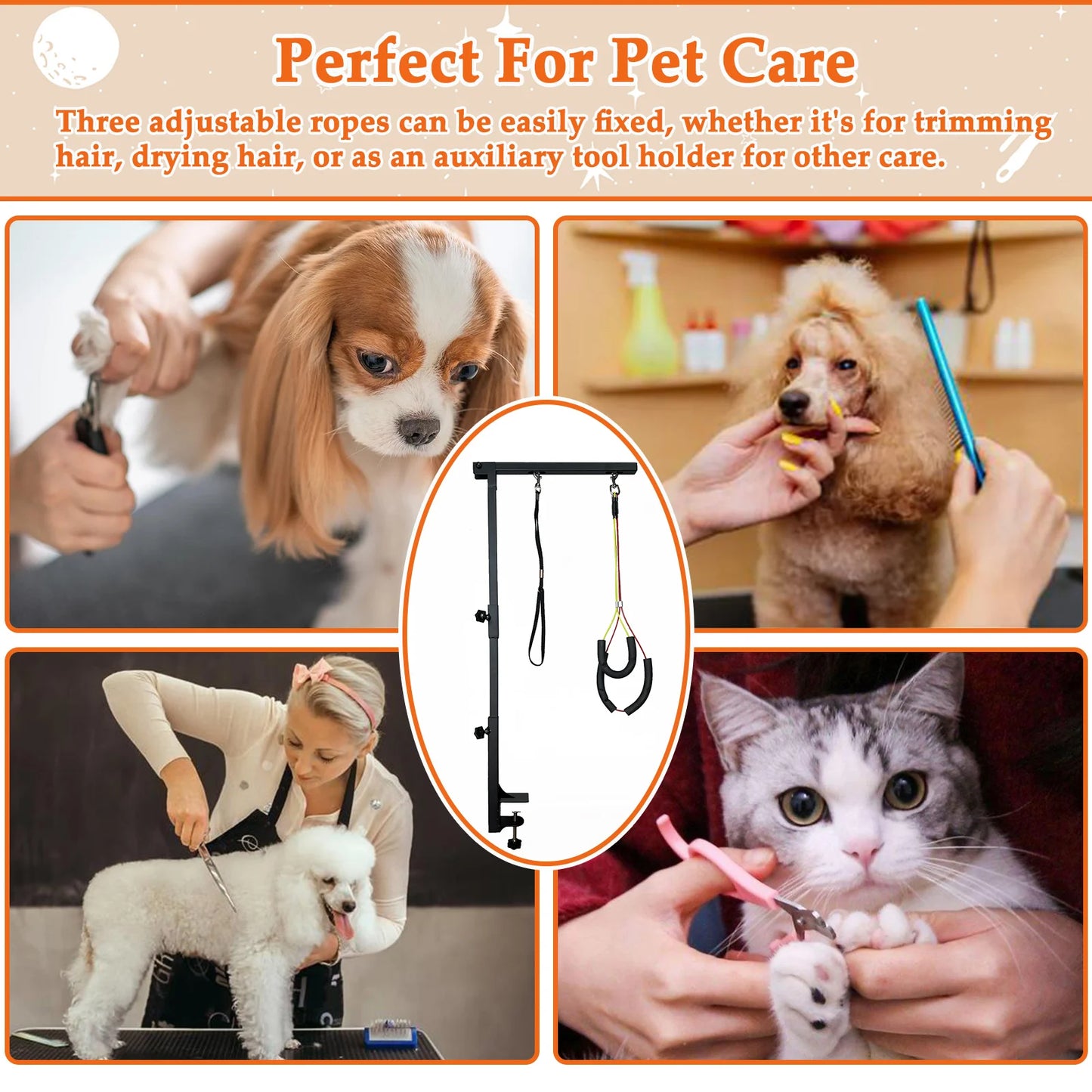 Adjustable Dog Grooming Arm With Clamp And Two Loops