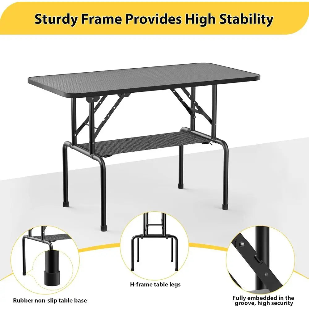 Adjustable Pet Grooming Table With Arm Noose And Mesh Tray