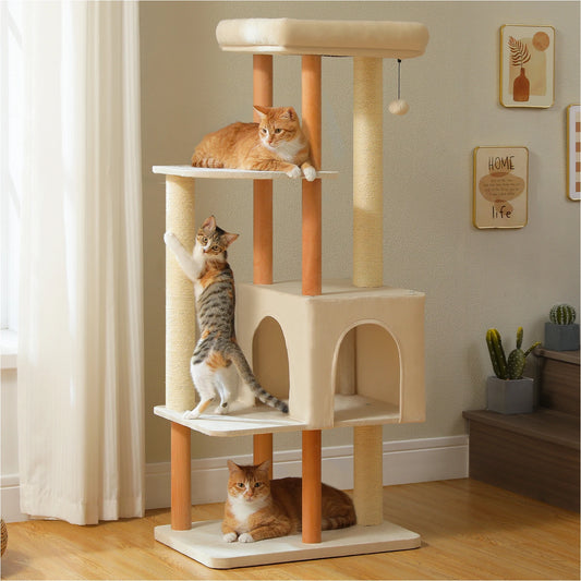 PAWZ Road Modern Cat Tree For Indoor Cats Four-Tier