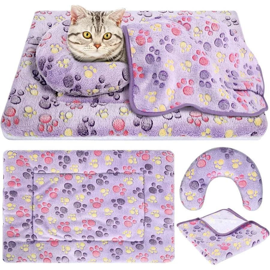 Indoor Cat Bed Mat With Blanket And U Shaped Pillow