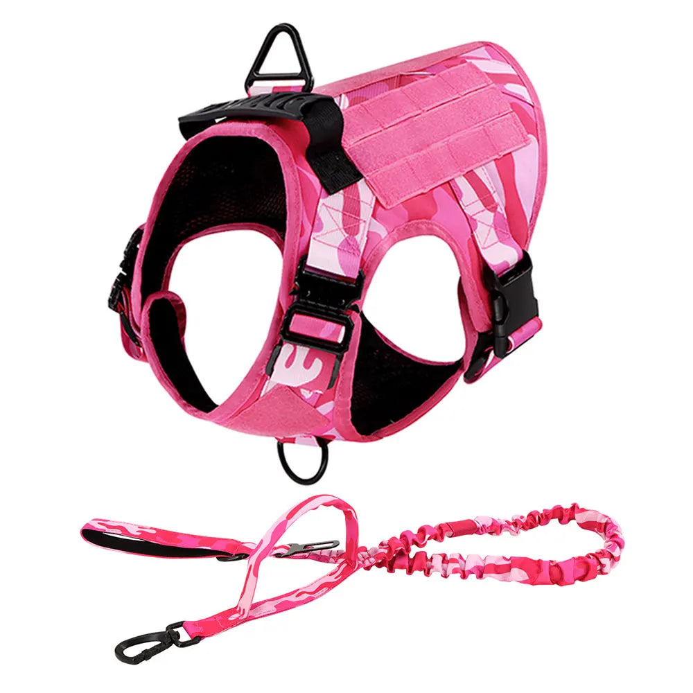 Military Camouflage Nylon Dog Harness With Adjustable Vest