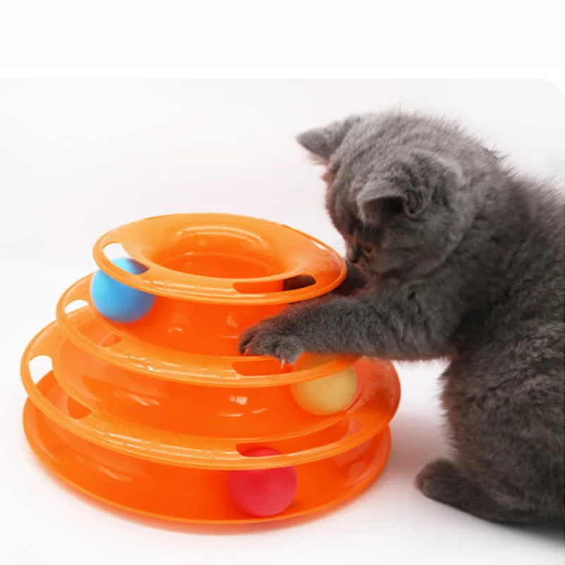 Cat Activity Tower With 4 Levels Track Tunnel Indoor Playhouse