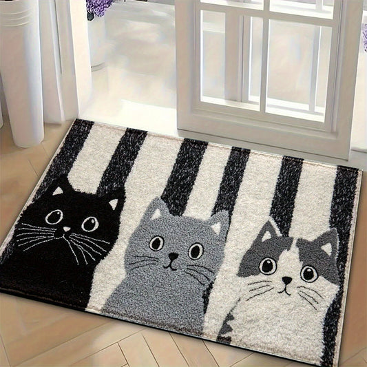 Cartoon Cat Doormat Waterproof PVC Floor Rug For Bedroom