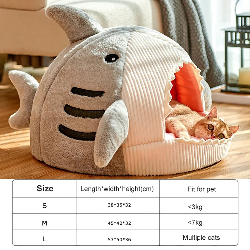 Enclosed Warm Cat Bed Portable Pet House With Cotton Cushion