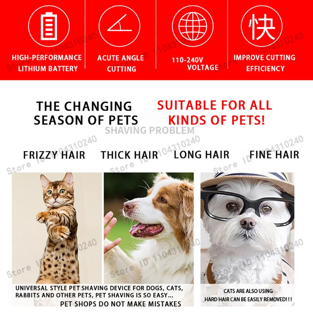 Cordless Pet Hair Clipper Kit For Dogs Cats Rabbits Grooming