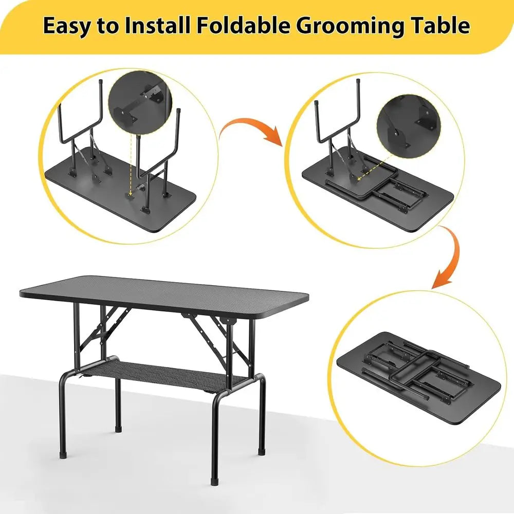 Adjustable Pet Grooming Table With Arm Noose And Mesh Tray
