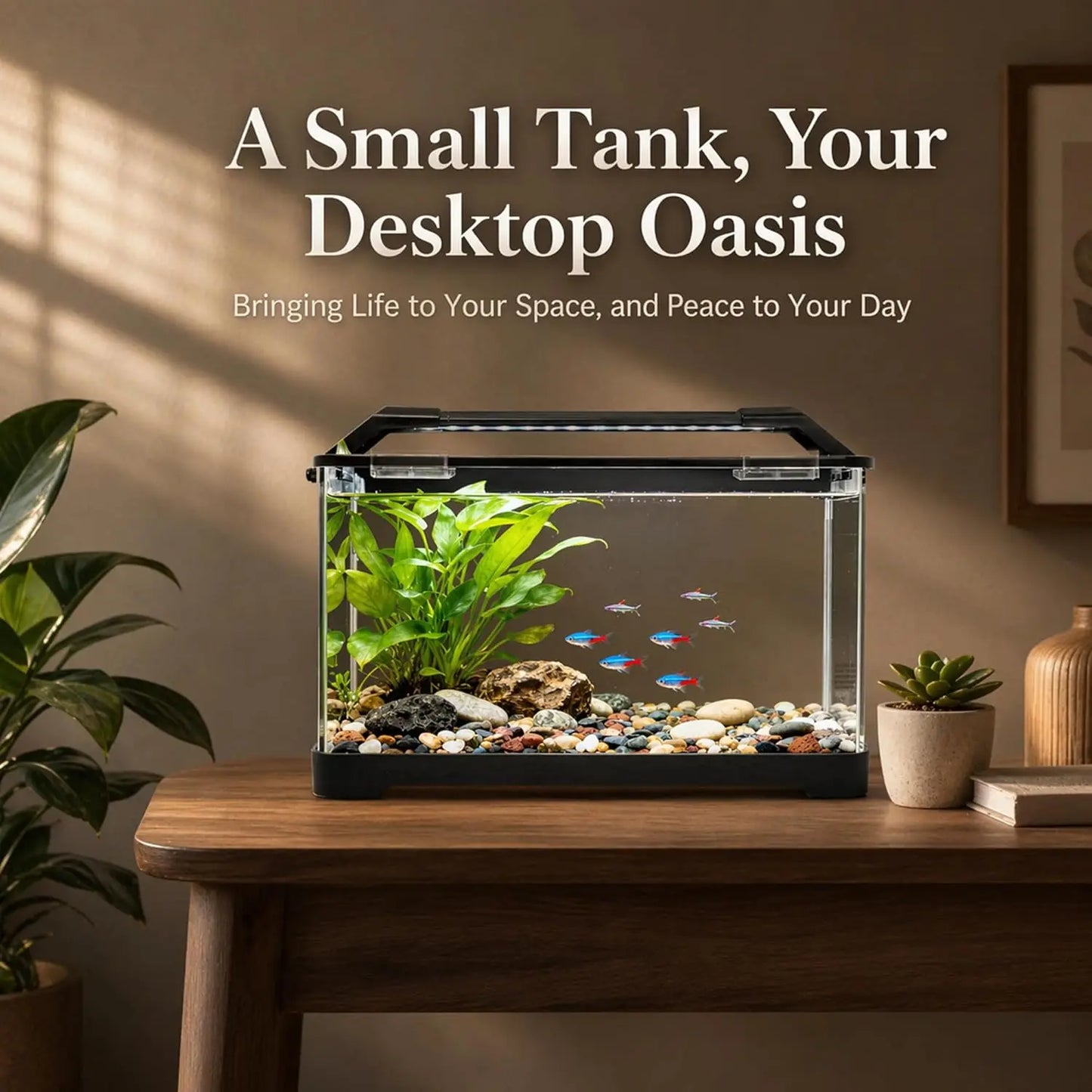 All-In-One Betta Fish Tank Kit With Filter Heater LED Light