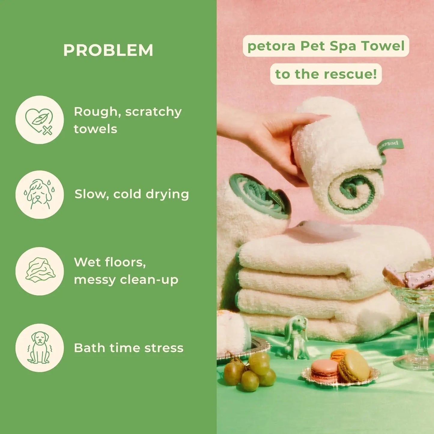Quick-Dry Microfiber Pet Spa Towels 2 Piece Set For Pets