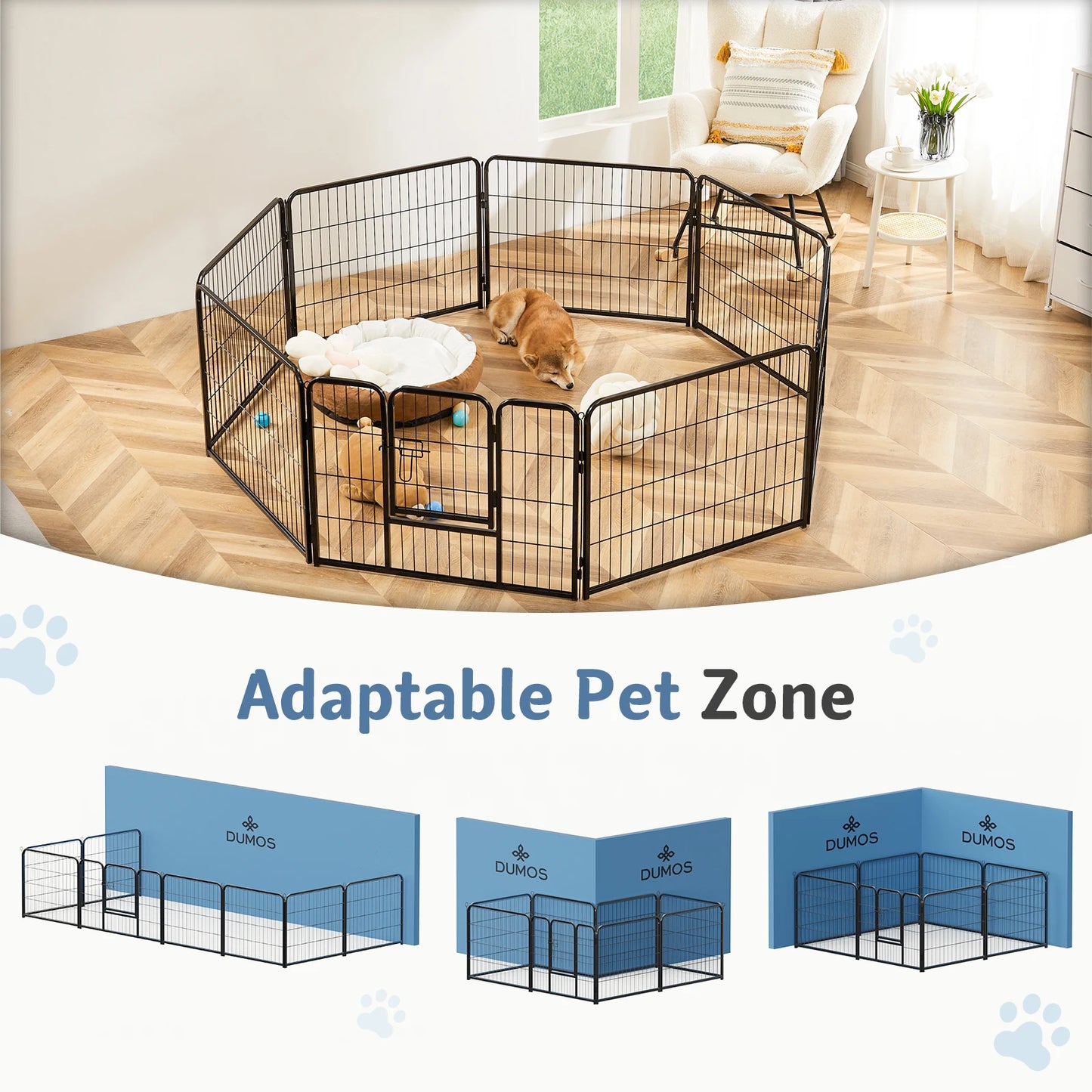 JHK Metal Dog Playpen Foldable Indoor Outdoor Fence