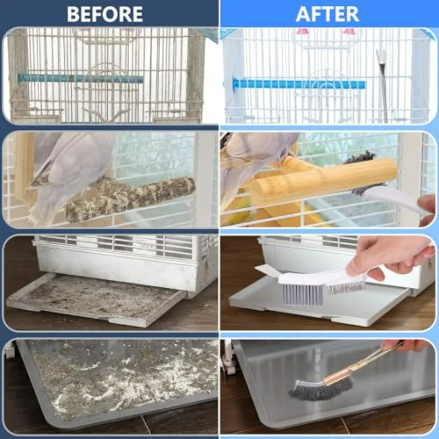 Bird Cage Cleaner Brush Kit Stainless Steel Cleaning Tools