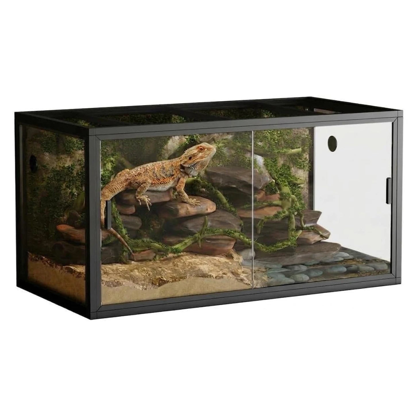 HiMISS Front Opening Glass Reptile Terrarium For Lizard Bearded Dragon