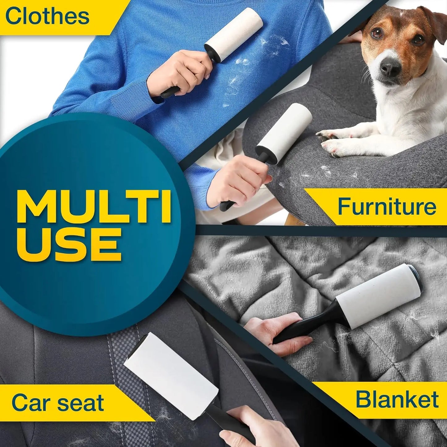 Pet Hair Lint Rollers Set of 5 Large Sticky Rollers for Clothes