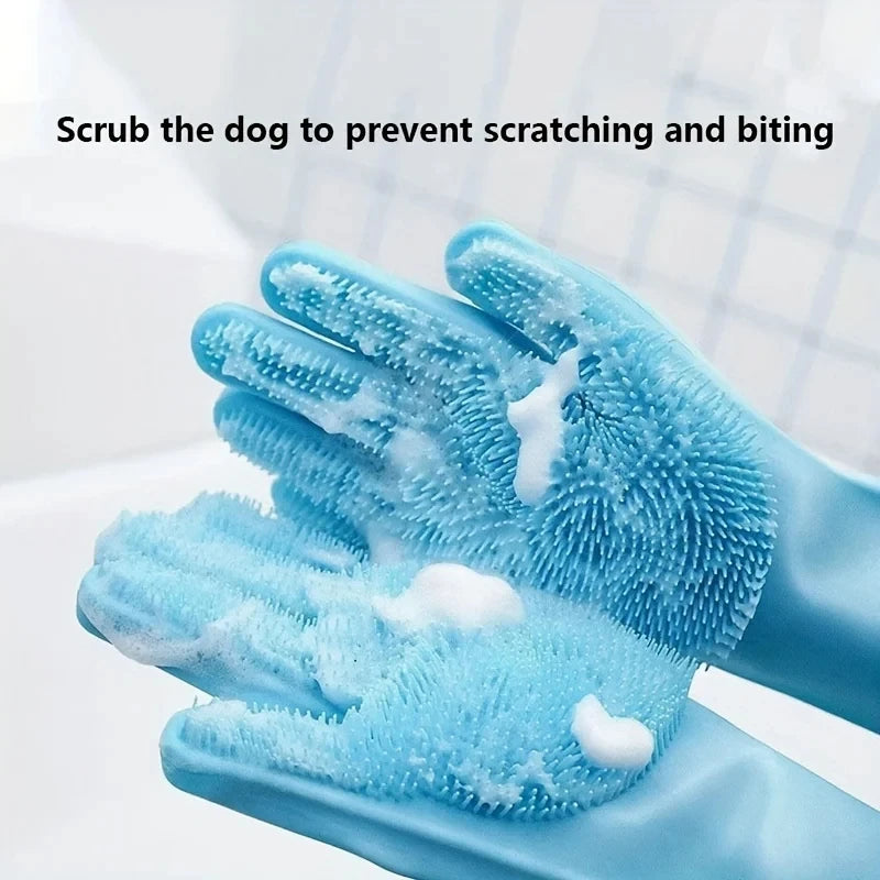 Eco Silicone Pet Grooming Gloves For Bathing And Cleaning
