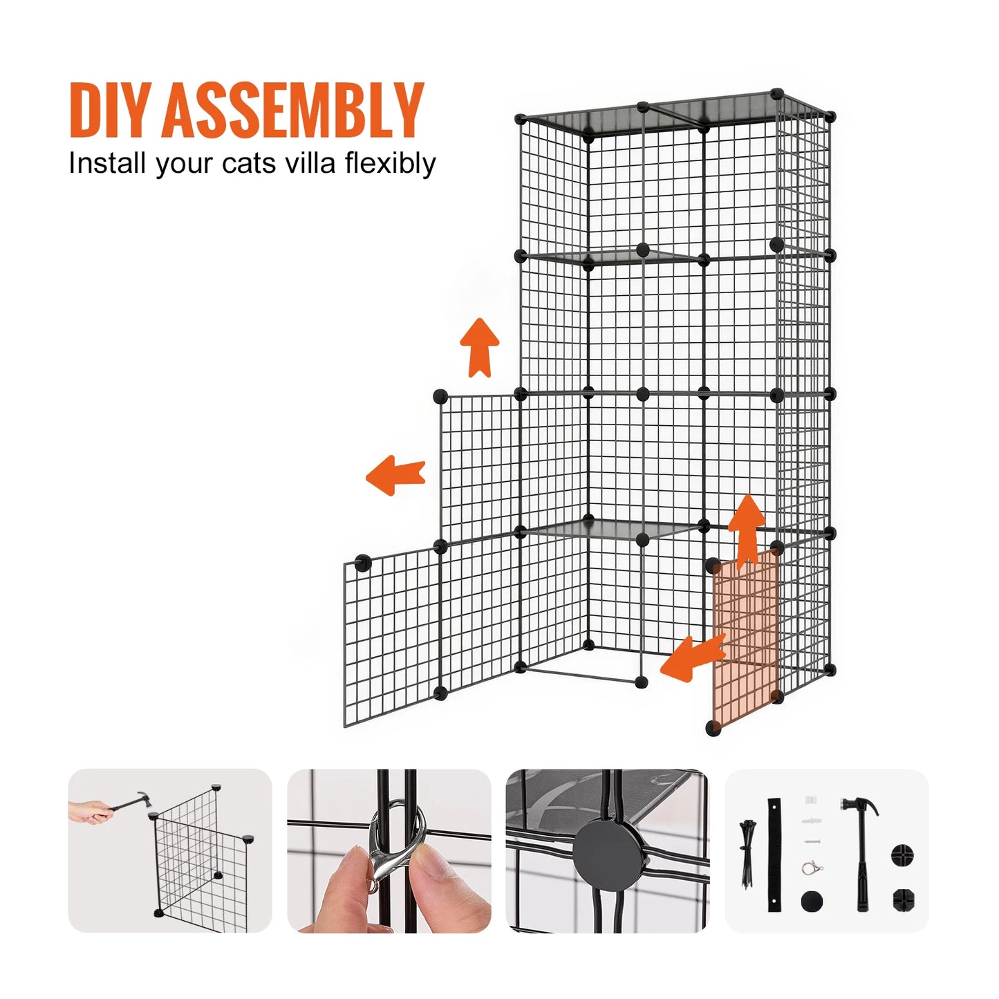 SucceBuy Cat Cage Detachable Wire Enclosure With Front Doors
