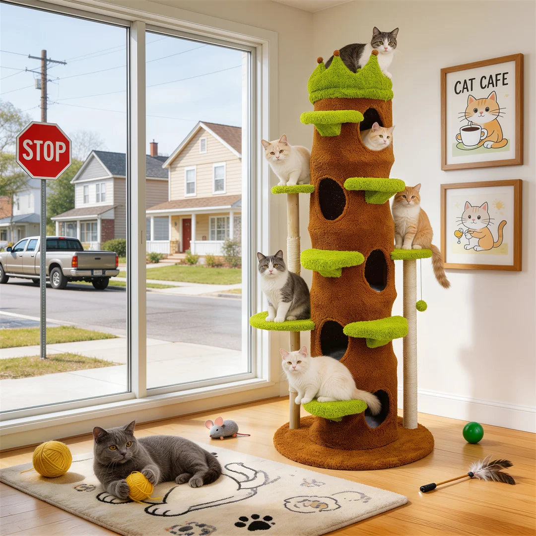 BINGOPAW Multi Level Indoor Cat Tower With Scratching Posts