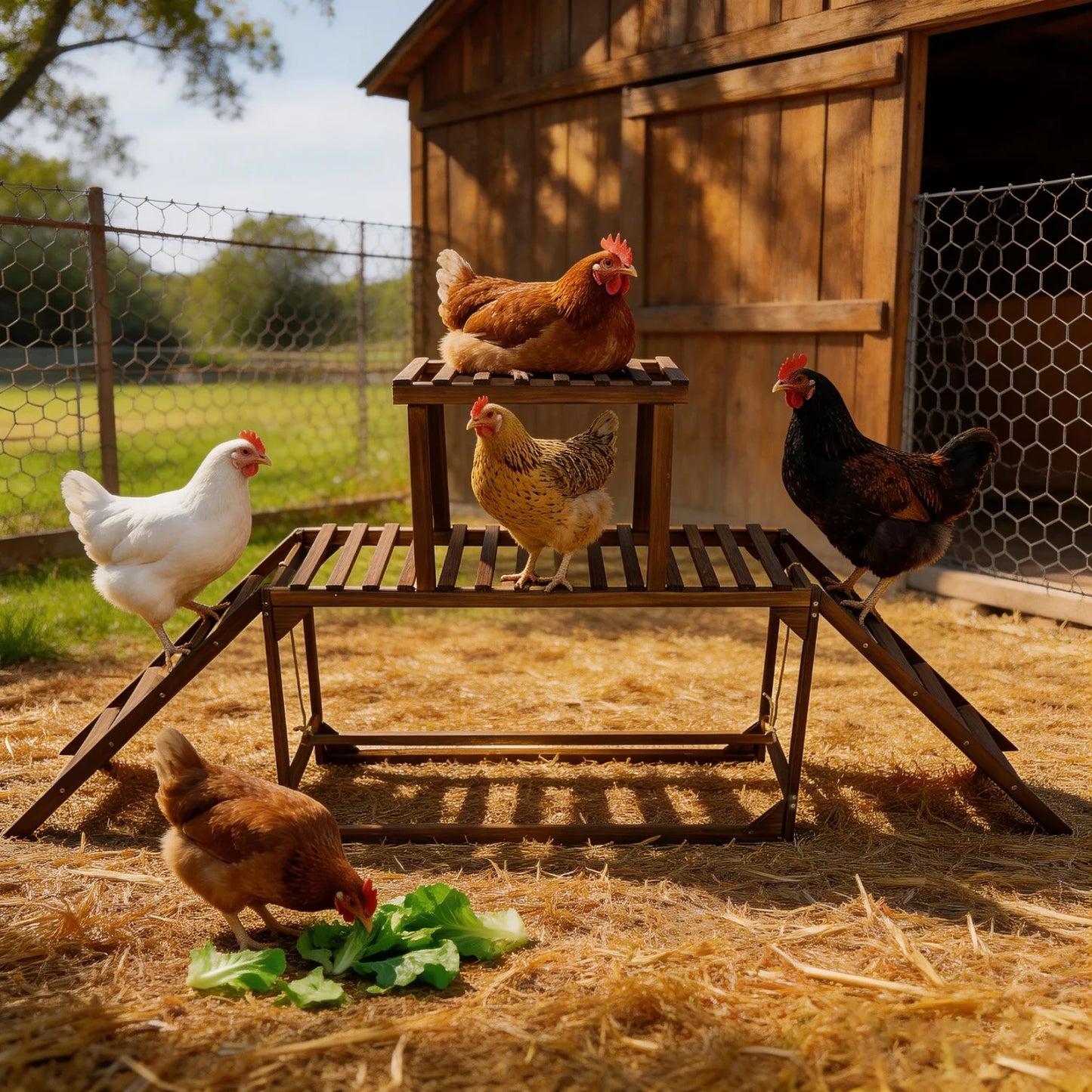 Bingopaw Pine Wood Chicken Perch Swing And Roosting Ladder