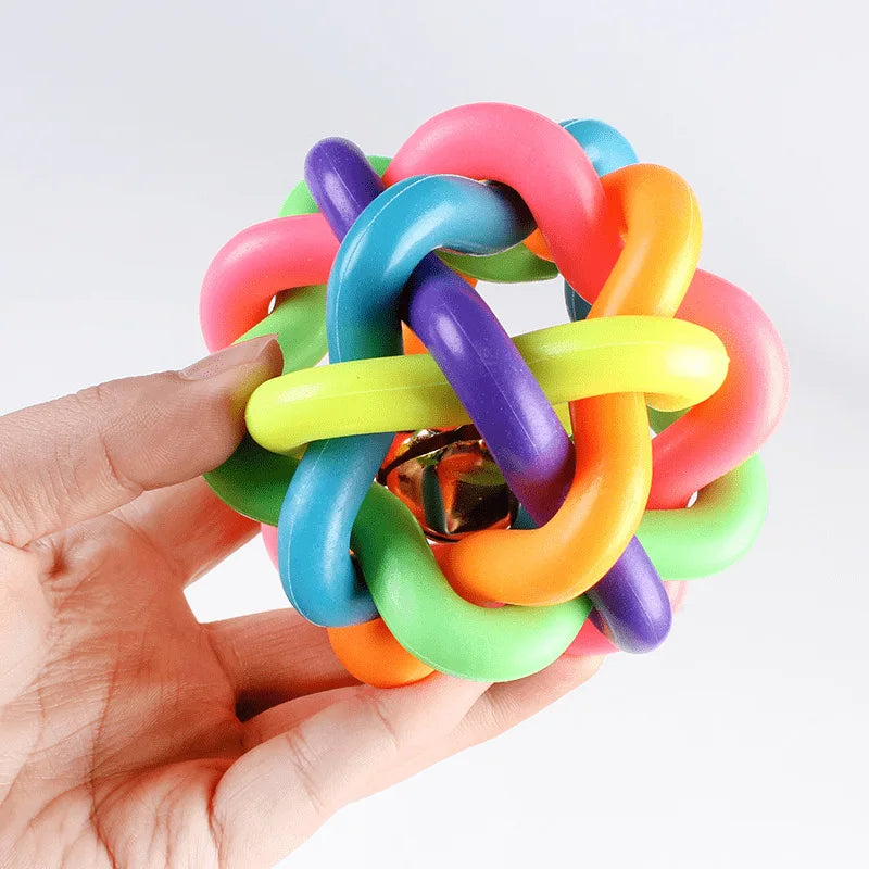 Colorful Bell Woven Dog Toy Bite Resistant Rubber Chew Toy