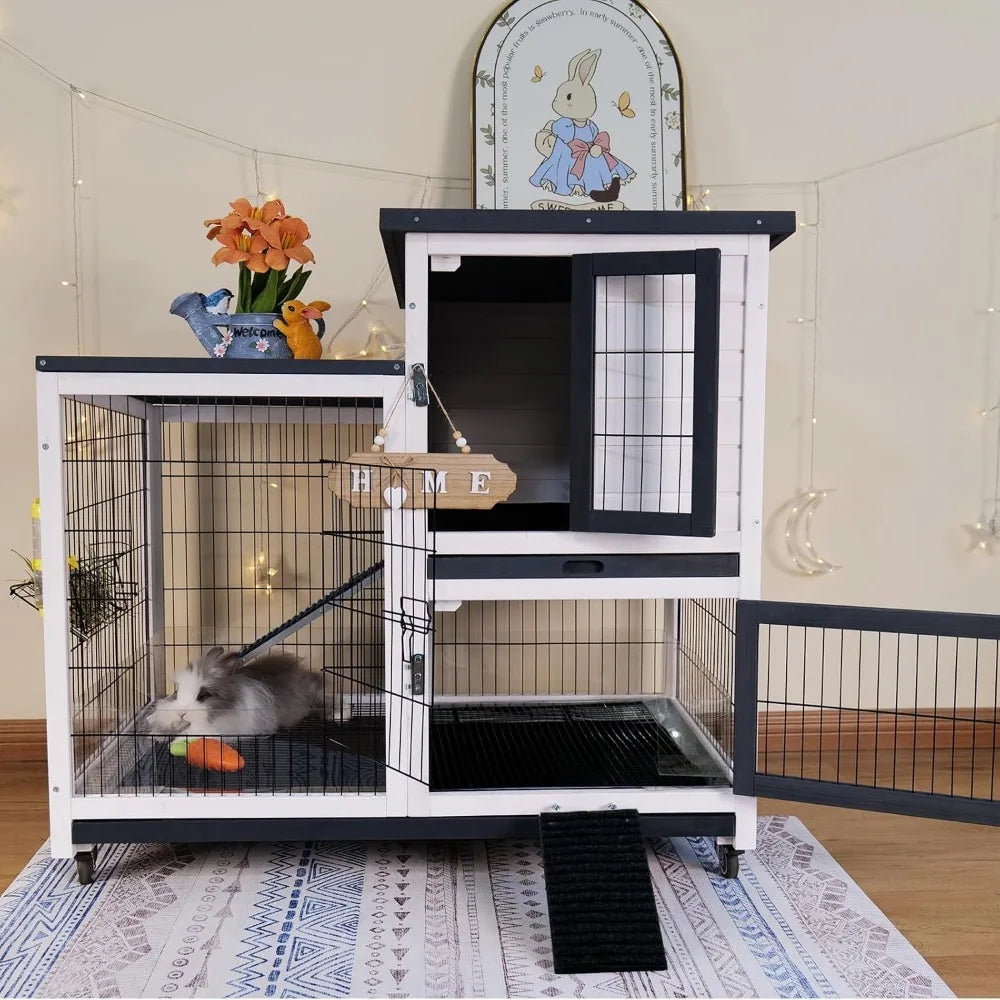 Rabbit Hutch With Urine Guards Two Story Indoor Outdoor Cage