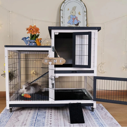 Rabbit Hutch With Urine Guards Two Story Indoor Outdoor Cage