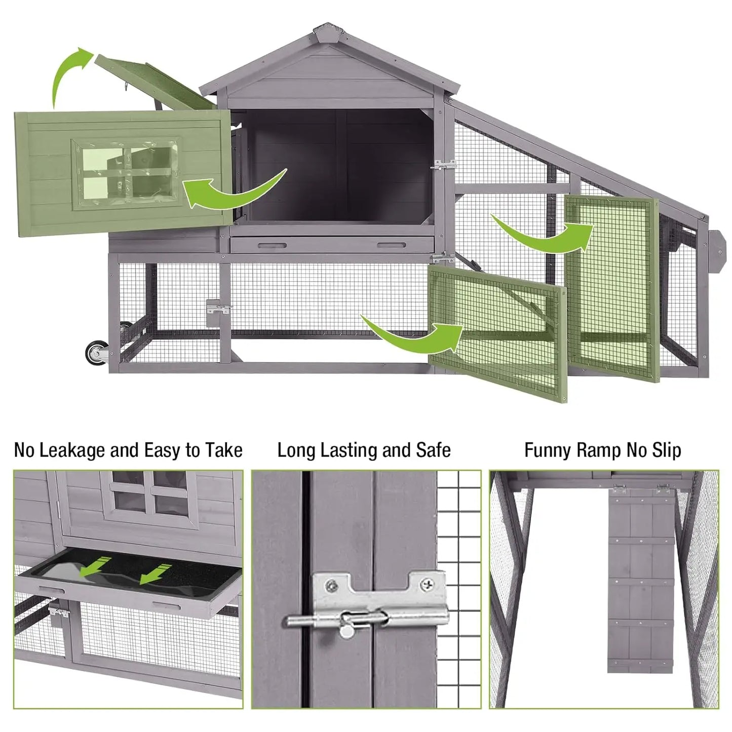 Mobile Chicken Coop On Wheels For 2-4 Chickens Outdoor Shelter