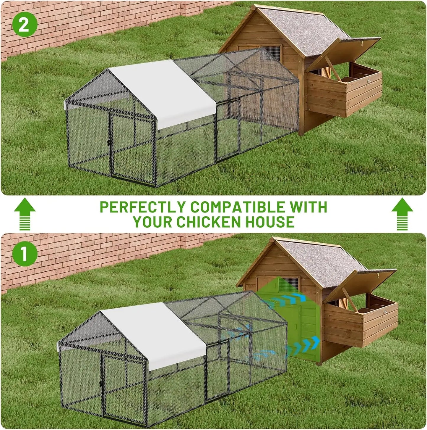 Metal Chicken Coop With Waterproof Cover Walk In Hen House