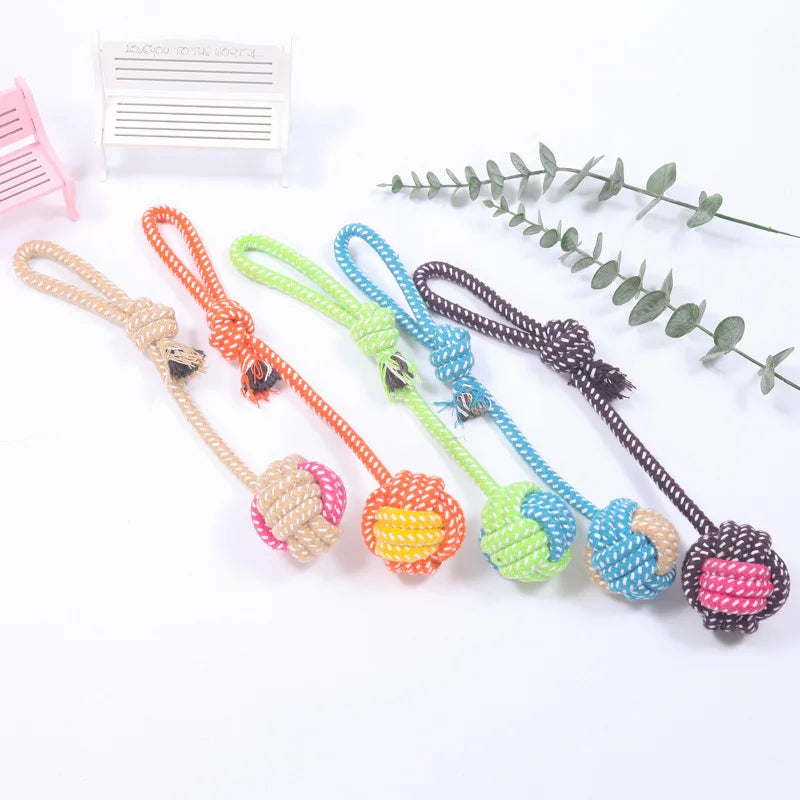 VZZ Interactive Cotton Rope Dog Ball Chew Toy Puppy