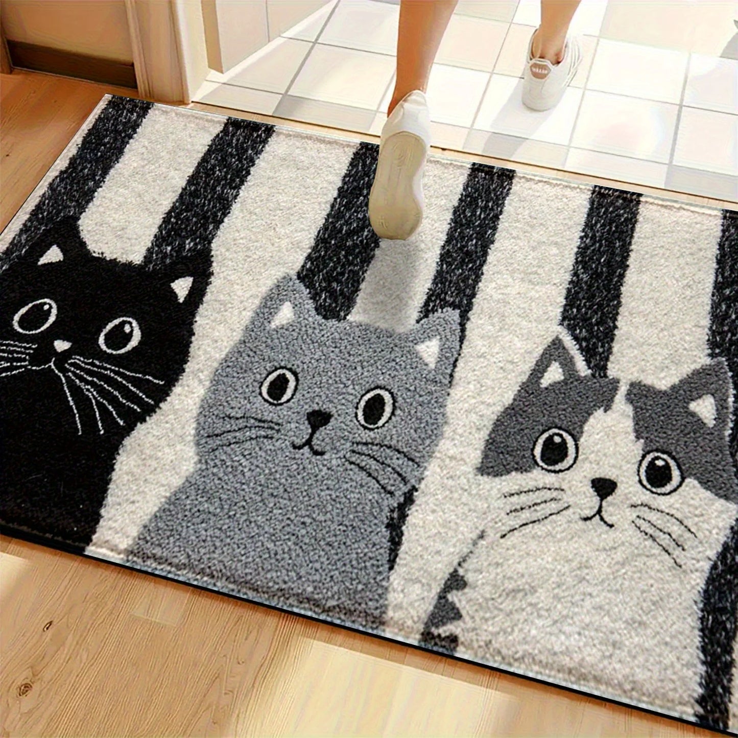 Cartoon Cat Doormat Waterproof PVC Floor Rug For Bedroom