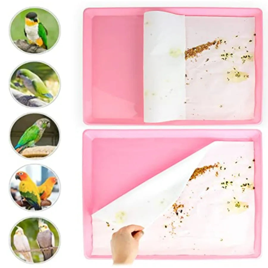 100Pcs Bird Cage Liner Papers, Precut Absorbent Cushions For Parrots