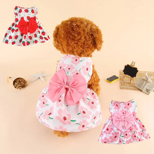 Puppy Princess Lace Dress For Small Medium Dogs Bow Skirt