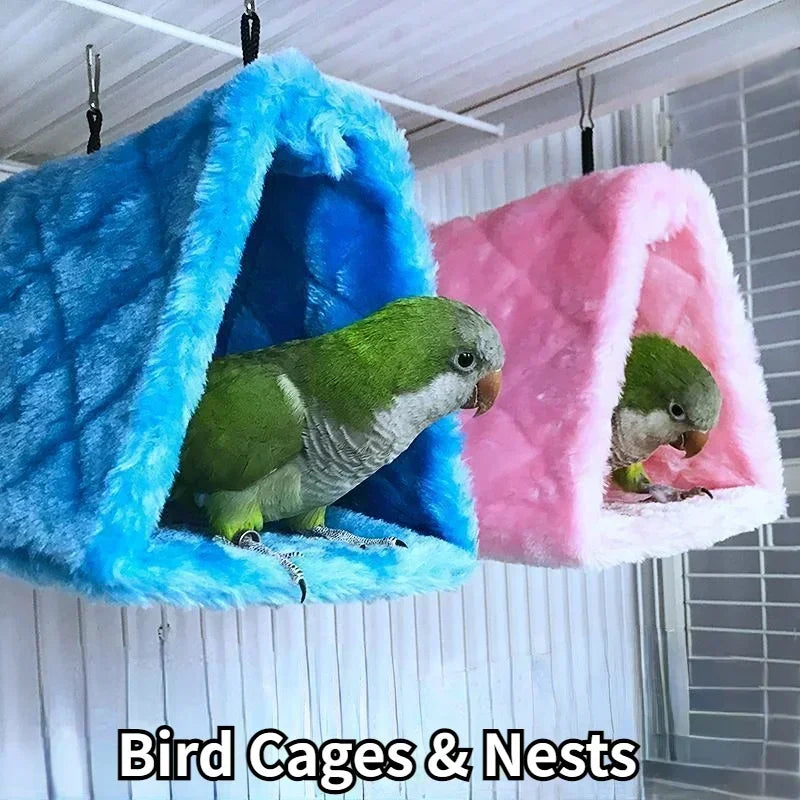 Pet Bird Parrot Cage With Warm Hammock Hut Tent Sleeping