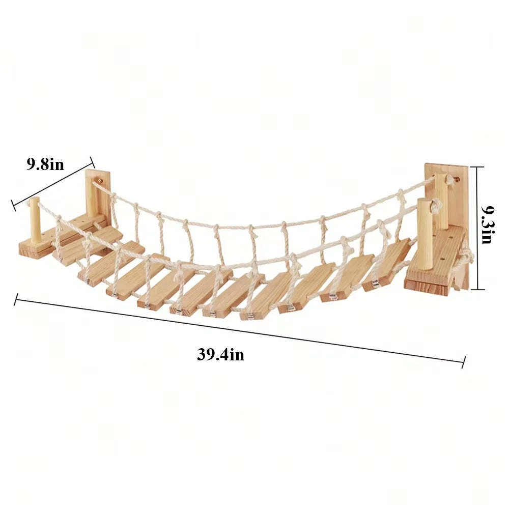 Wall Mounted Cat Rope Bridge With Sisal Climbing For Cats