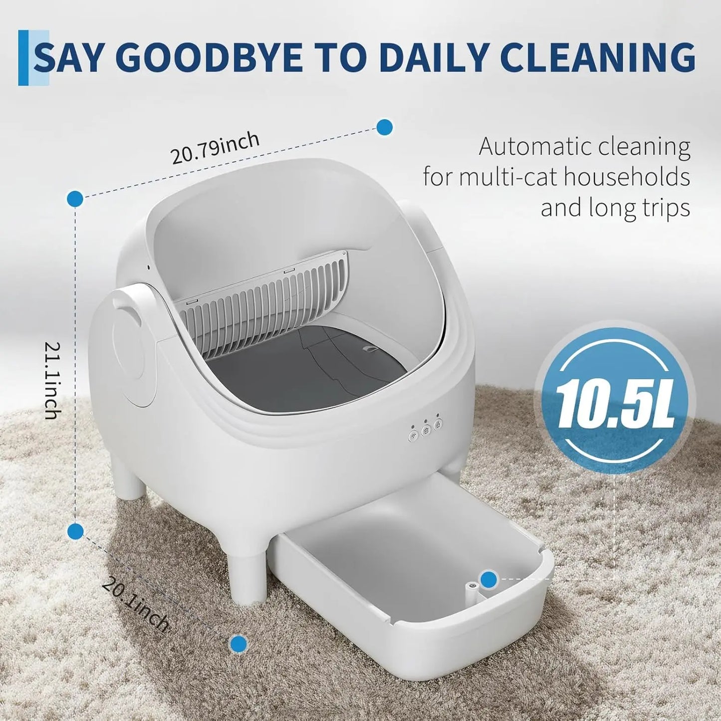 HiMISS App Controlled Self Cleaning Cat Litter Box Odor Control