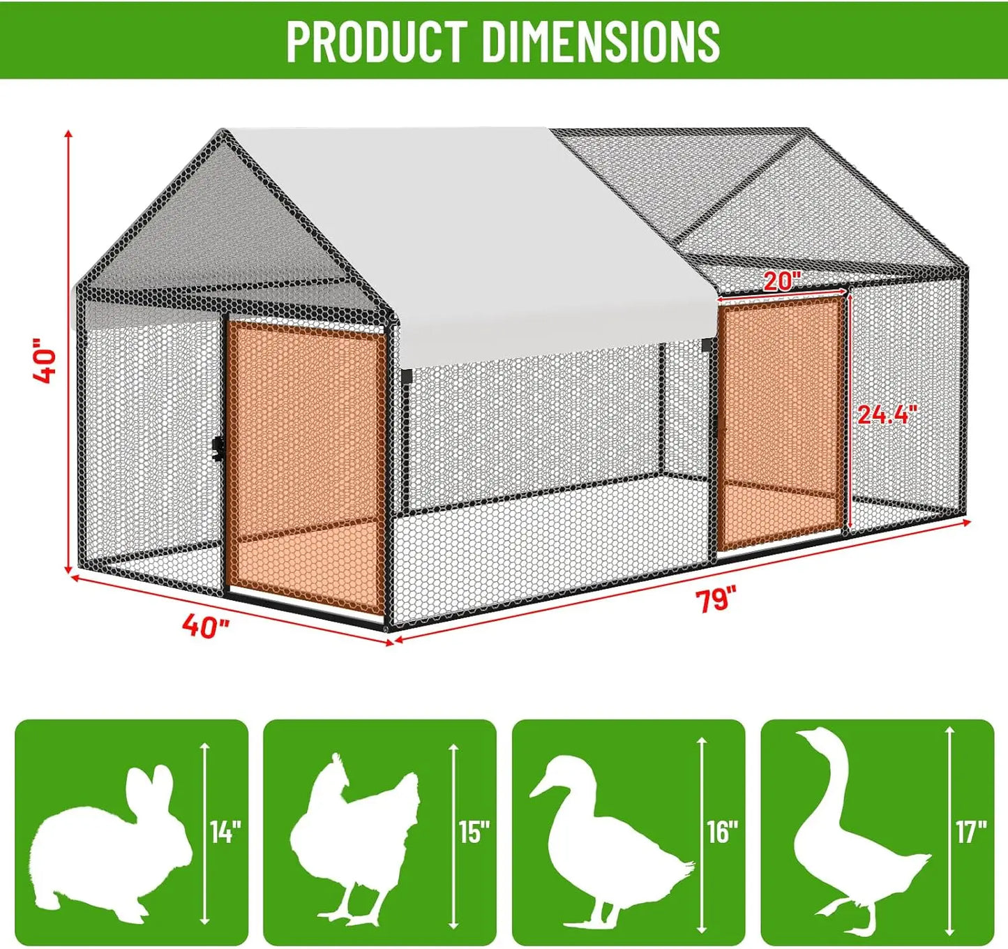 Metal Chicken Coop With Waterproof Cover Walk In Hen House