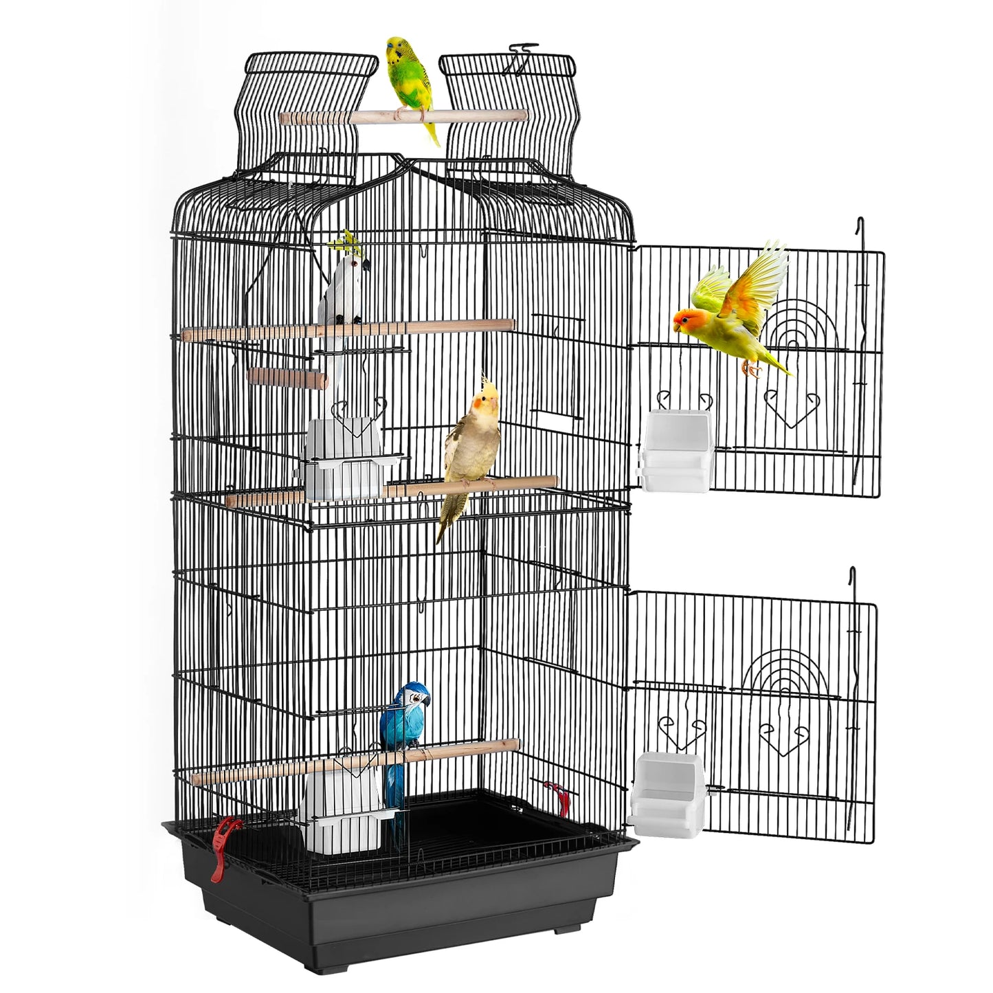 SucceBuy Open Top Parrot Bird Cage With Swing Perch