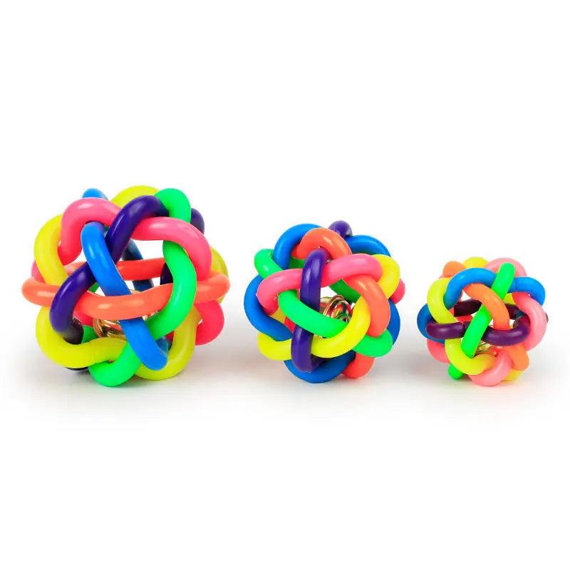 Colorful Bell Woven Dog Toy Bite Resistant Rubber Chew Toy