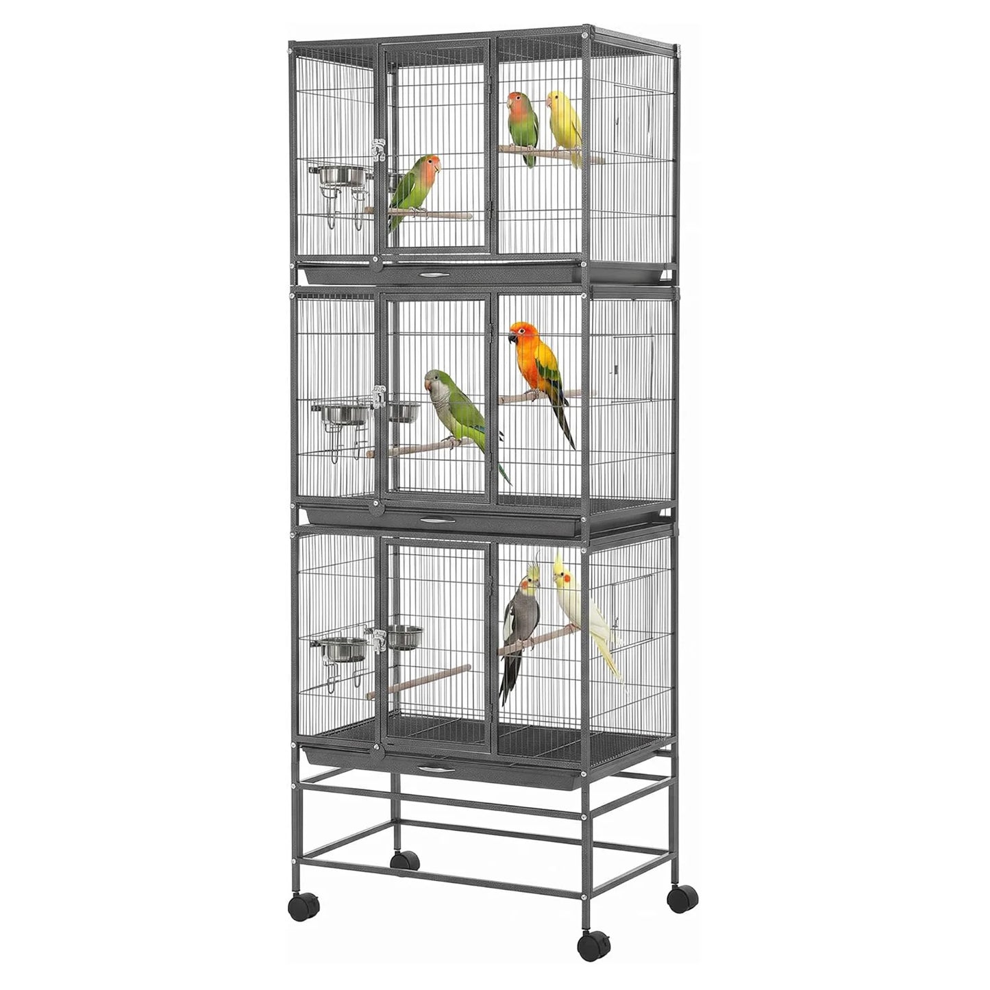 HiMISS 74 Inch Tall Bird Cage Aviary With Dividable Compartments