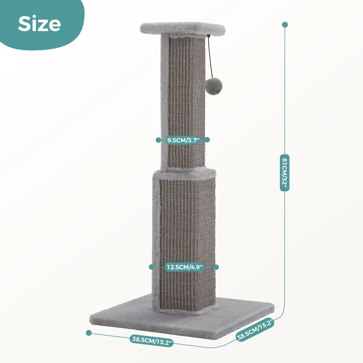 PAWZ Road Large Cat Scratching Post With Sisal Ball Toy