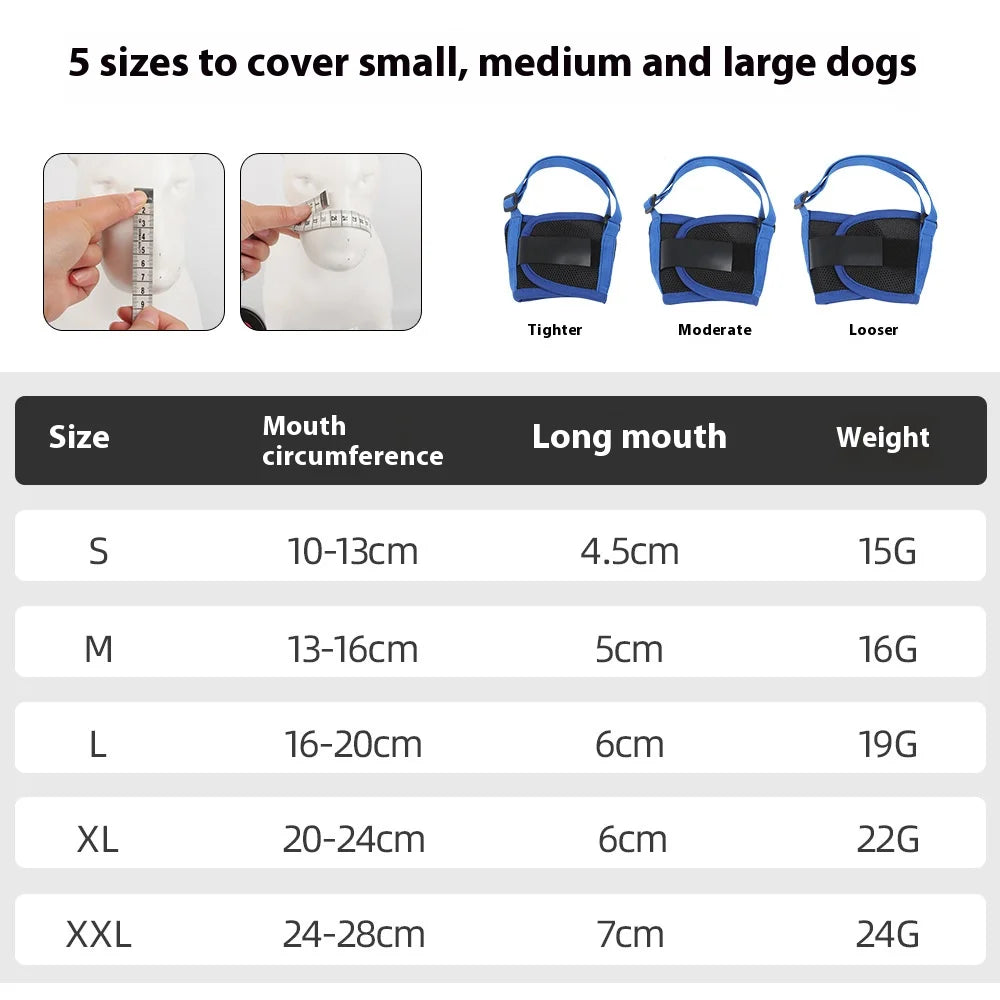 Comfortable Breathable Adjustable Dog Muzzle Anti Bite Anti Eating Drinking