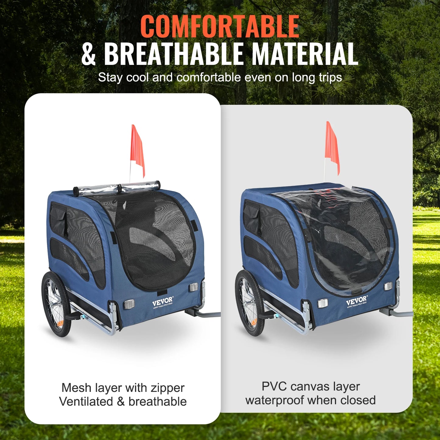 Pet Bicycle Trailer Carrier for Dogs Collapsible With Reflectors