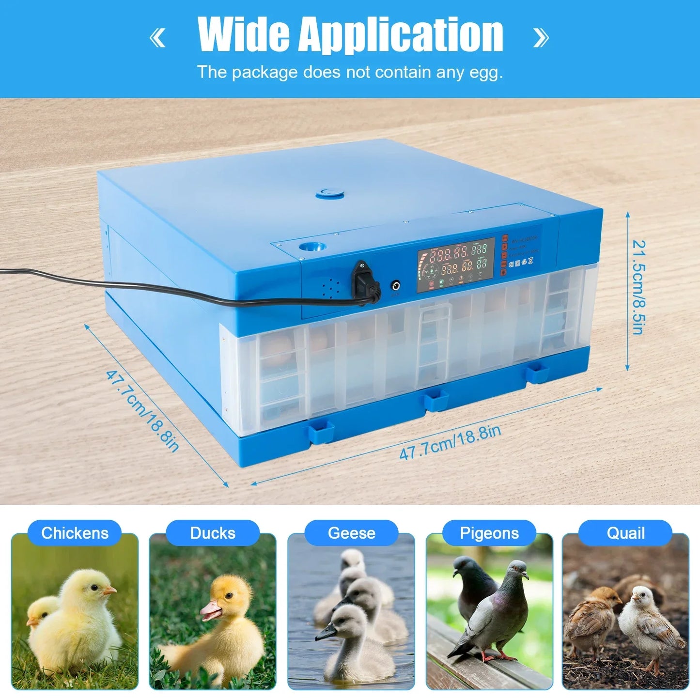 64 Egg Incubator With Automatic Turner And Digital Thermostat